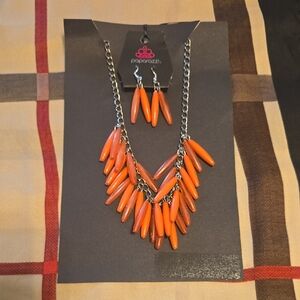 Paparazzi Bold Orange Necklace and Earring Set
